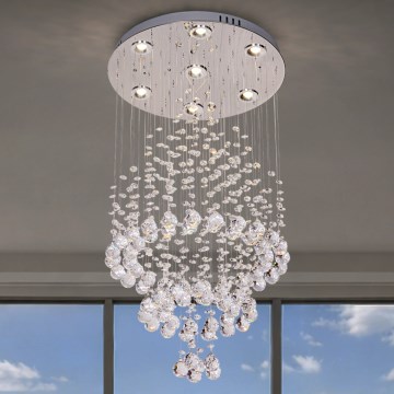 LED kristāla griestu gaismeklis NAURU LED/24W/230V Ø 40 cm spīdīgs hroms + tālvadība