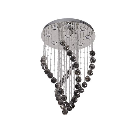LED kristāla griestu lampa NAURU LED/30W/230V pr. 40 cm spīdīgs hroms/melns + tālvadības pults
