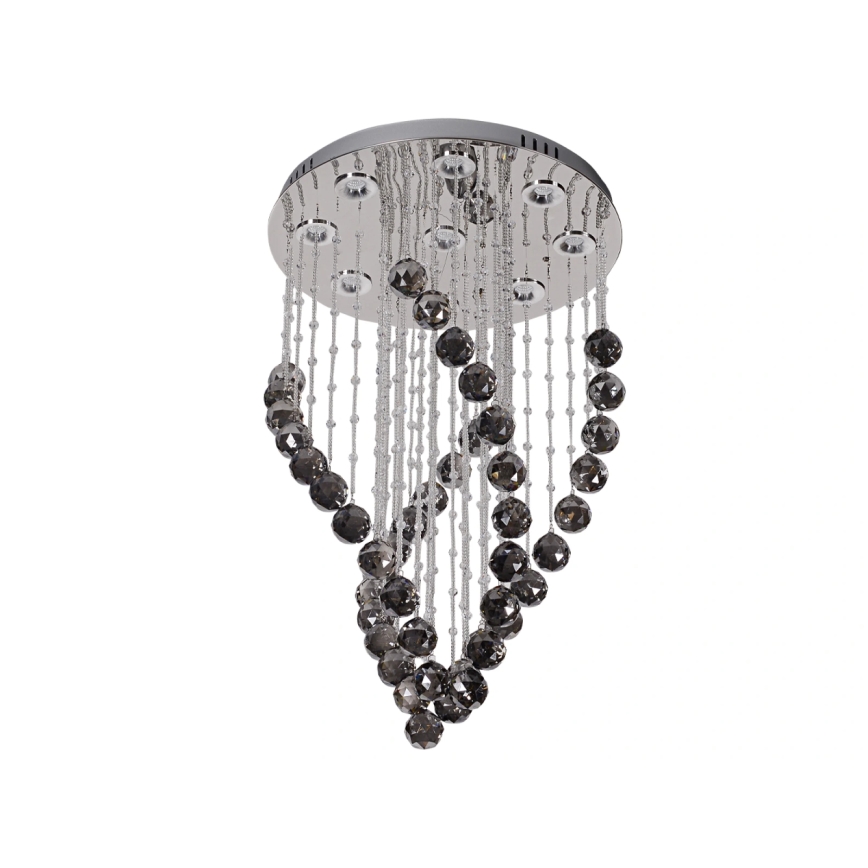 LED kristāla griestu lampa NAURU LED/30W/230V pr. 40 cm spīdīgs hroms/melns + tālvadības pults