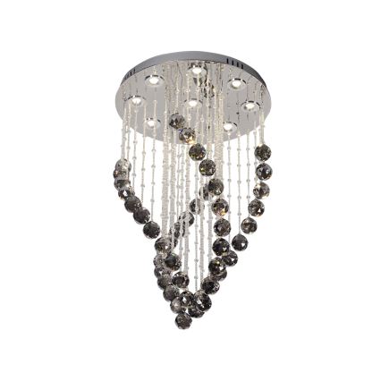 LED kristāla griestu lampa NAURU LED/30W/230V pr. 40 cm spīdīgs hroms/melns + tālvadības pults