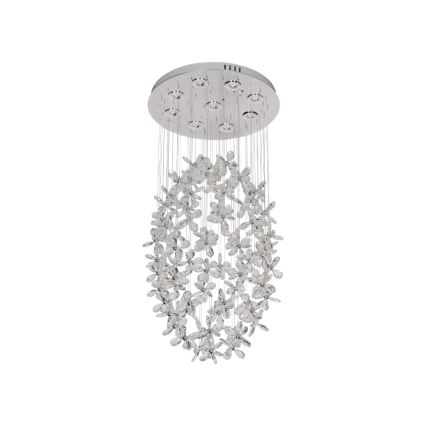 LED kristāla griestu lampa SAMOA LED/30W/230V Ø 40 cm spīdīgs hroms + tālvadības pults