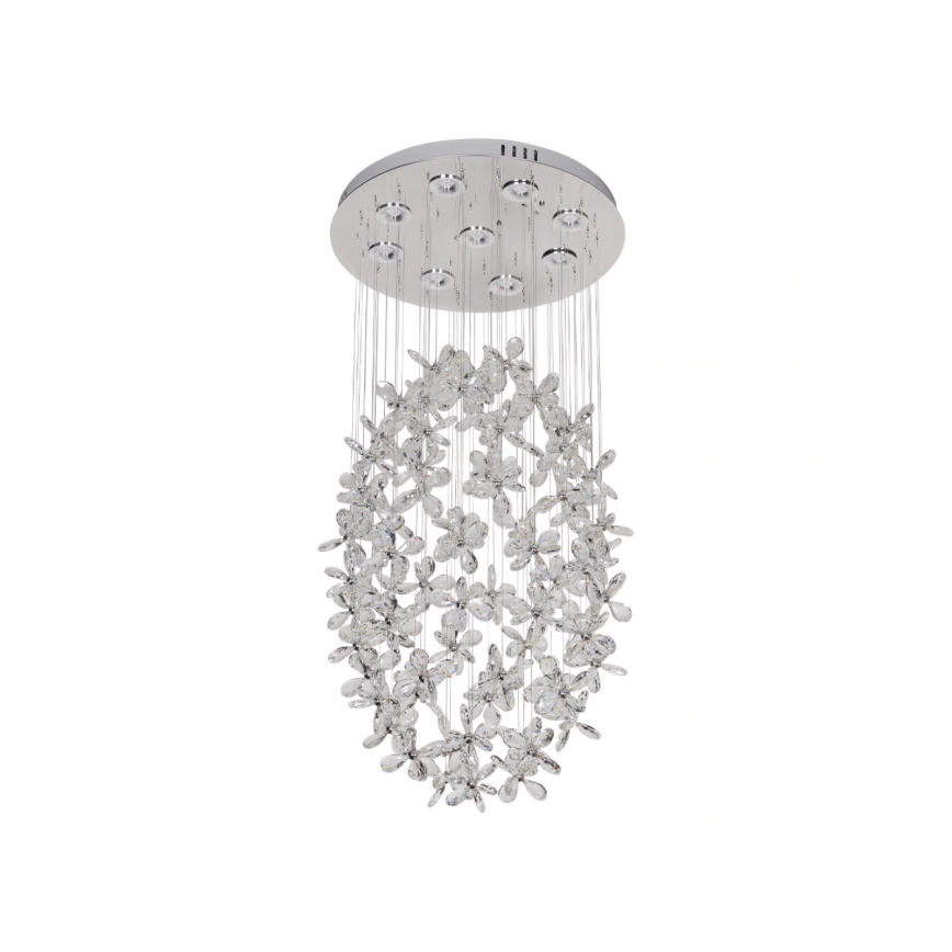 LED kristāla griestu lampa SAMOA LED/30W/230V Ø 40 cm spīdīgs hroms + tālvadības pults