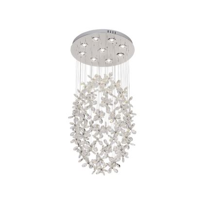 LED kristāla griestu lampa SAMOA LED/30W/230V Ø 40 cm spīdīgs hroms + tālvadības pults