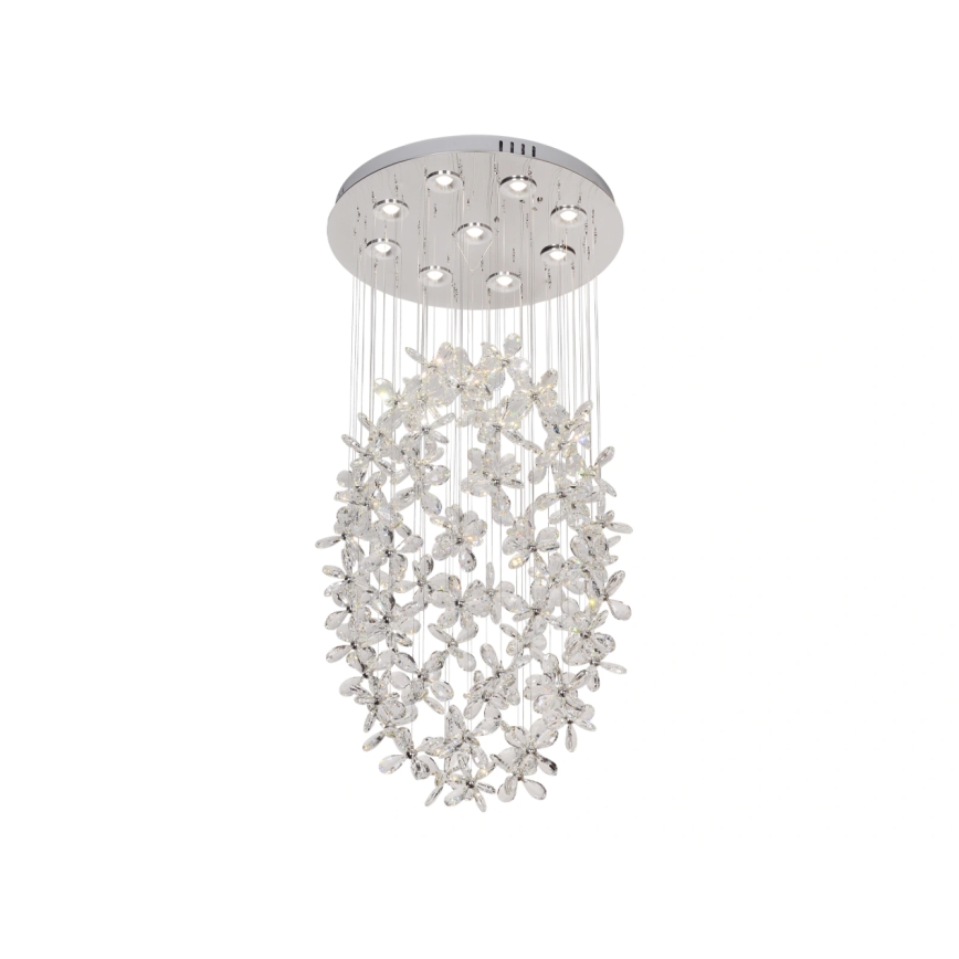 LED kristāla griestu lampa SAMOA LED/30W/230V Ø 40 cm spīdīgs hroms + tālvadības pults