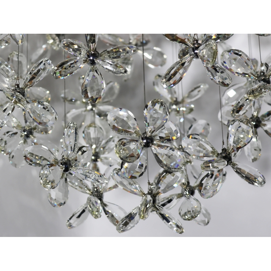 LED kristāla griestu lampa SAMOA LED/30W/230V Ø 40 cm spīdīgs hroms + tālvadības pults