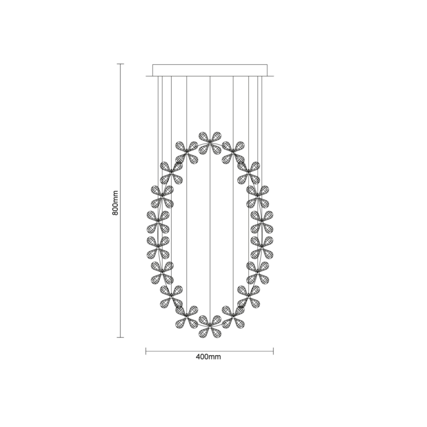 LED kristāla griestu lampa SAMOA LED/30W/230V Ø 40 cm spīdīgs hroms + tālvadības pults