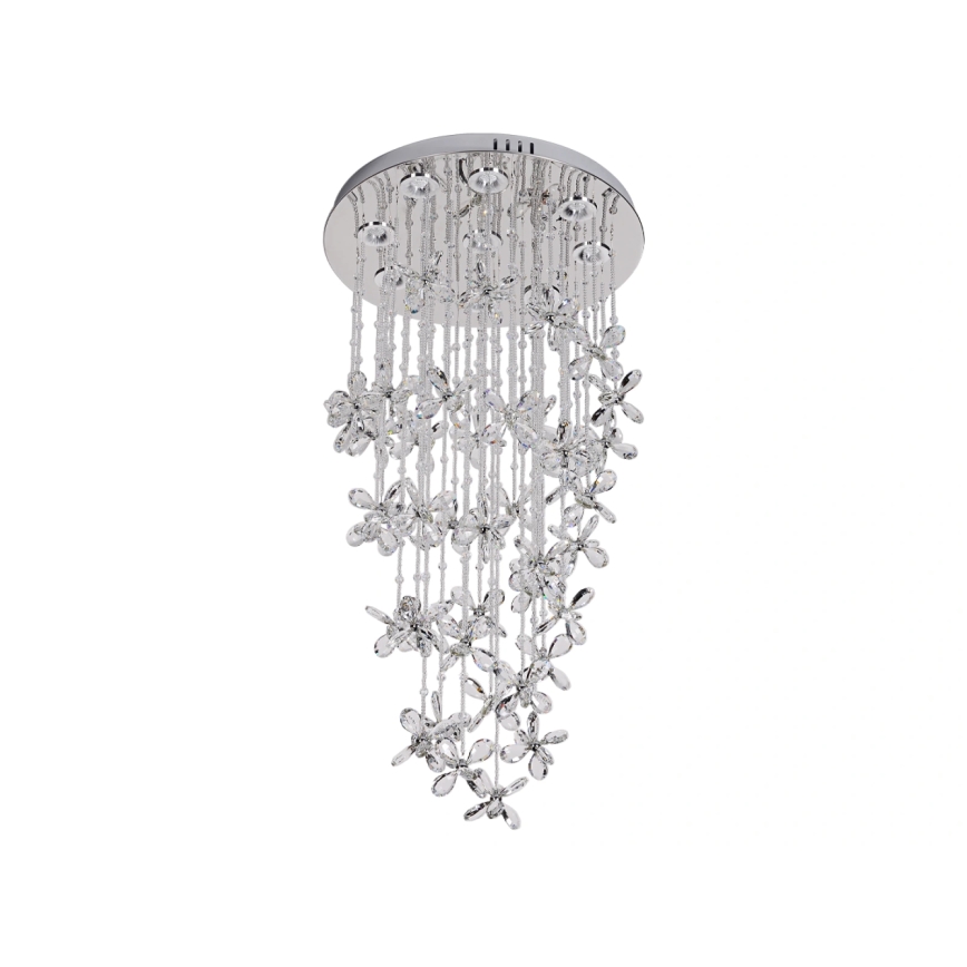 LED kristāla griestu gaismeklis SAMOA LED/30W/230V Ø 40 cm spīdīgs hroms + tālvadības pults