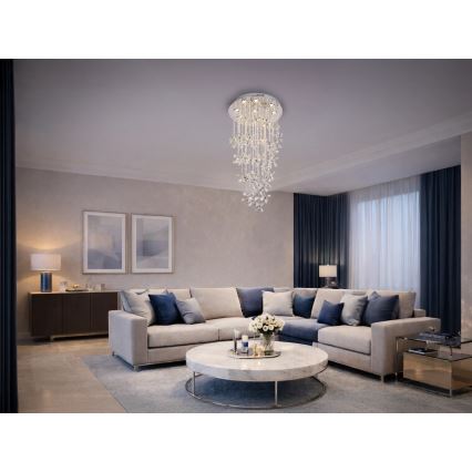 LED kristāla griestu gaismeklis SAMOA LED/30W/230V Ø 40 cm spīdīgs hroms + tālvadības pults