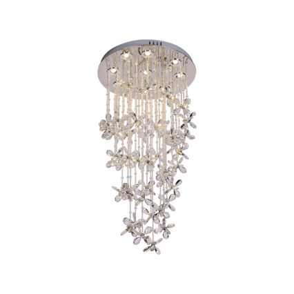 LED kristāla griestu gaismeklis SAMOA LED/30W/230V Ø 40 cm spīdīgs hroms + tālvadības pults
