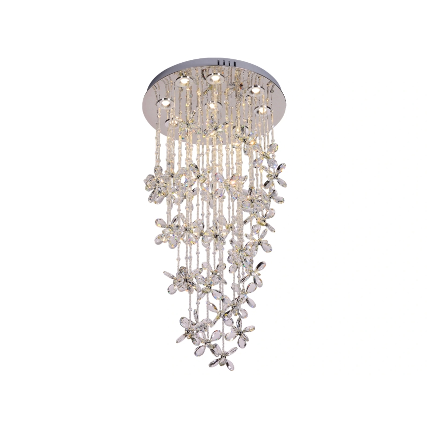 LED kristāla griestu gaismeklis SAMOA LED/30W/230V Ø 40 cm spīdīgs hroms + tālvadības pults