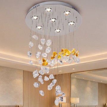 LED kristāla griestu lampa AVARA LED/24W/230V Ø 40 cm spīdīgs hroms + tālvadības pults