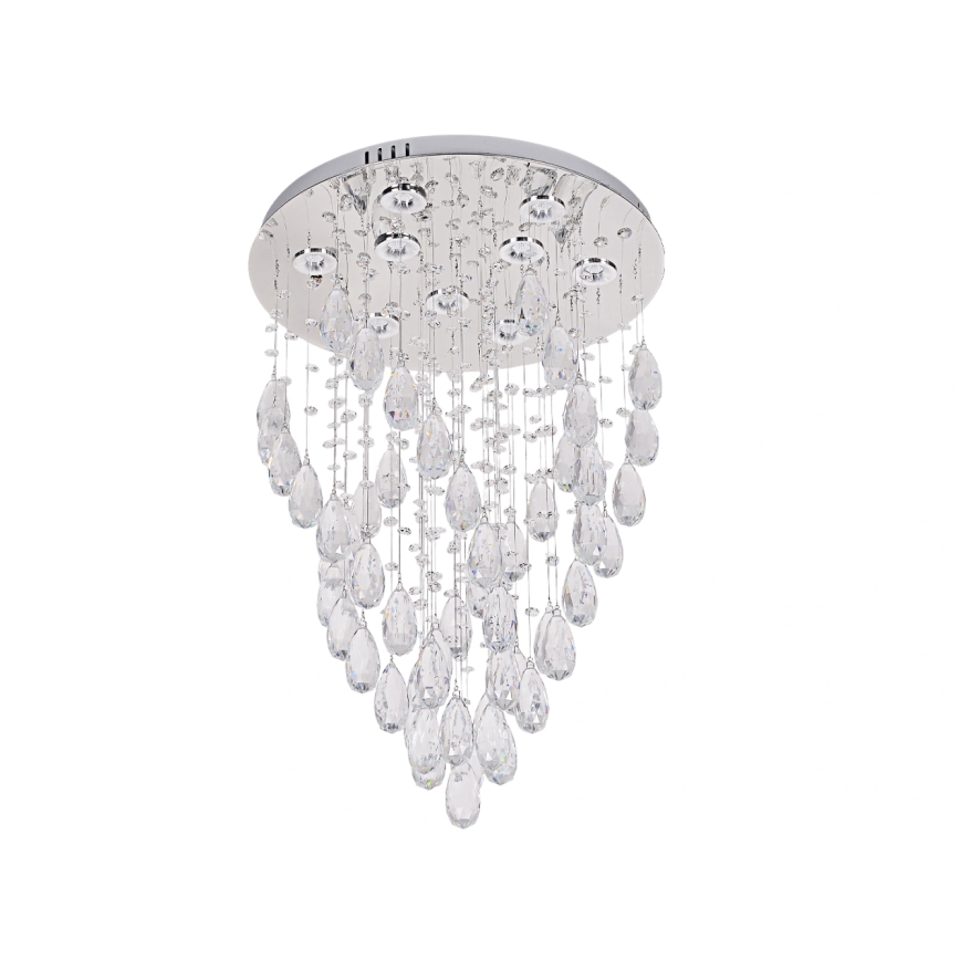 LED kristāla griestu lampa MAJURO LED/30W/230V Ø45 cm spīdīgs hroms ar tālvadības pulti