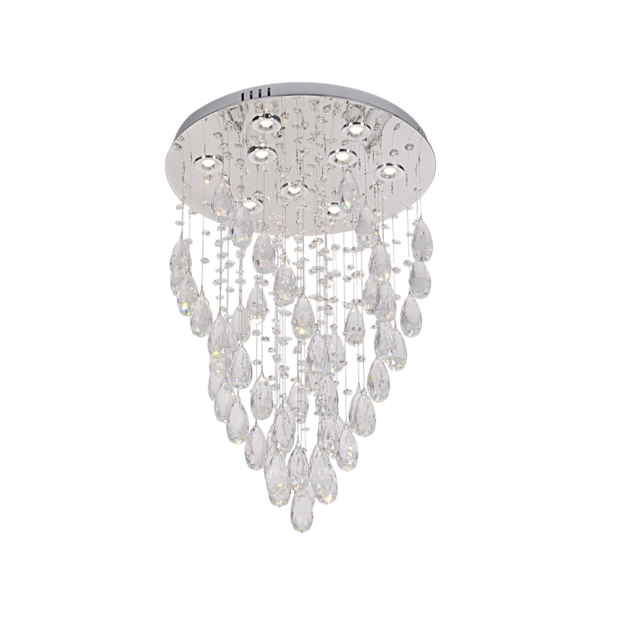 LED kristāla griestu lampa MAJURO LED/30W/230V Ø45 cm spīdīgs hroms ar tālvadības pulti