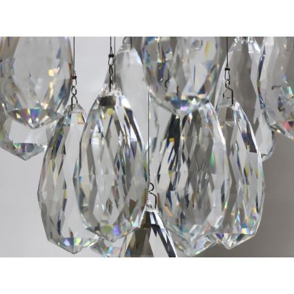 LED kristāla griestu lampa MAJURO LED/30W/230V Ø45 cm spīdīgs hroms ar tālvadības pulti