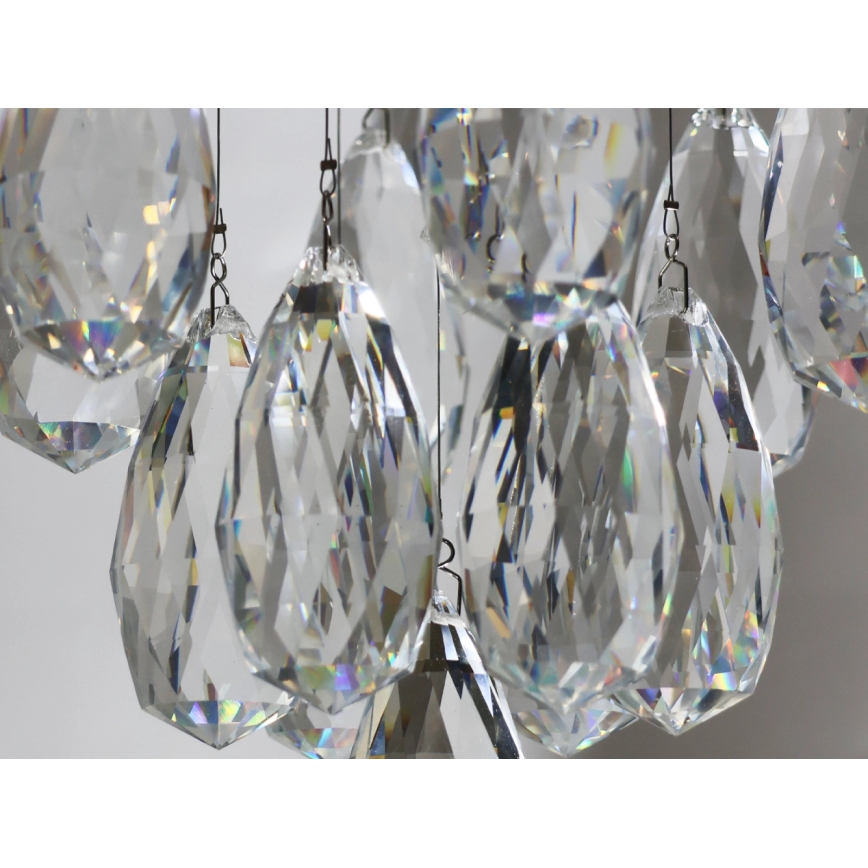 LED kristāla griestu lampa MAJURO LED/30W/230V Ø45 cm spīdīgs hroms ar tālvadības pulti