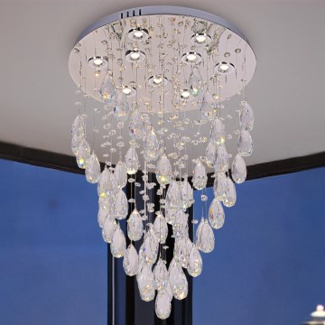 LED kristāla griestu lampa MAJURO LED/30W/230V Ø45 cm spīdīgs hroms ar tālvadības pulti
