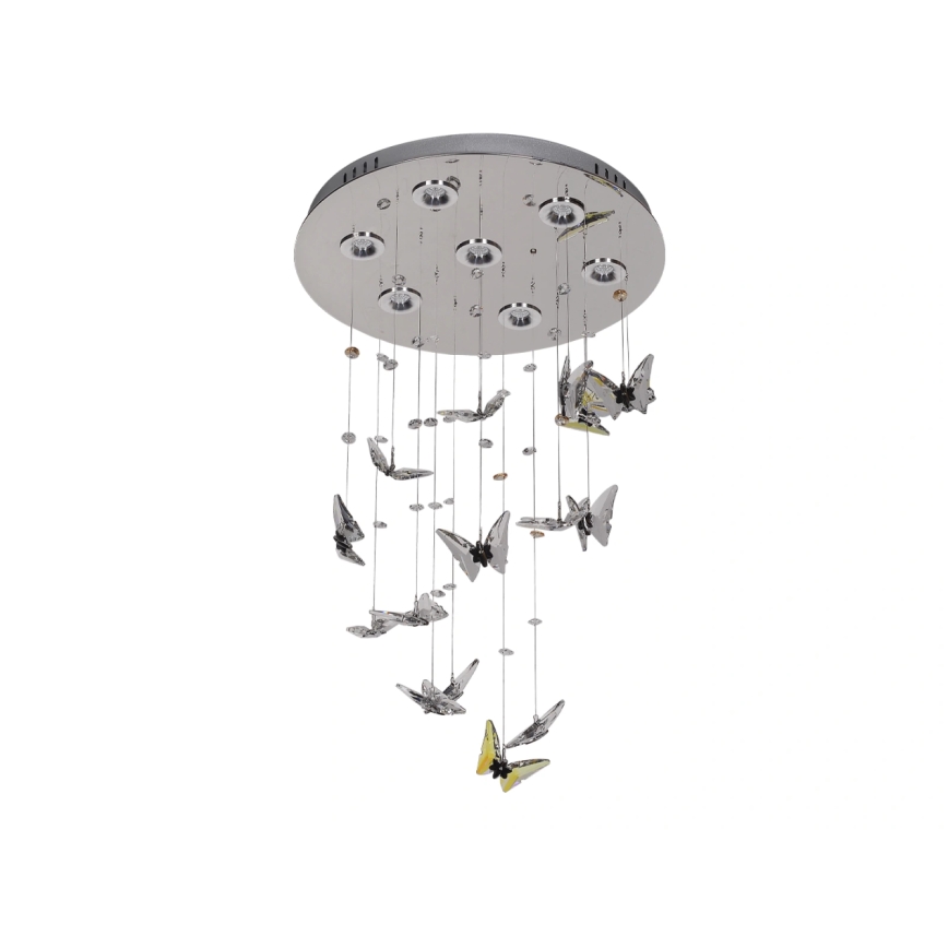 LED kristāla griestu lampa MURU LED/24W/230V Ø 40 cm spīdīgs hroms + tālvadības pults