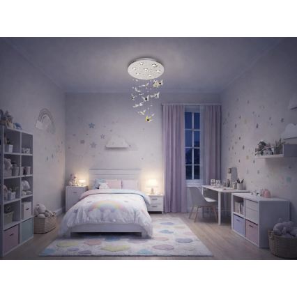 LED kristāla griestu lampa MURU LED/24W/230V Ø 40 cm spīdīgs hroms + tālvadības pults