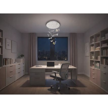 LED kristāla griestu lampa MURU LED/24W/230V Ø 40 cm spīdīgs hroms + tālvadības pults