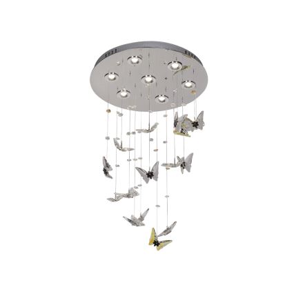 LED kristāla griestu lampa MURU LED/24W/230V Ø 40 cm spīdīgs hroms + tālvadības pults