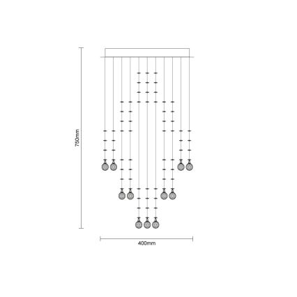 LED kristāla griestu gaismeklis NAURU LED/24W/230V Ø 40 cm spīdīgs hroms + tālvadība