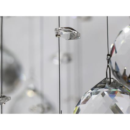 LED kristāla griestu lampa NAURU LED/24W/230V Ø 40 cm spīdīga hroma apdare + tālvadības pults