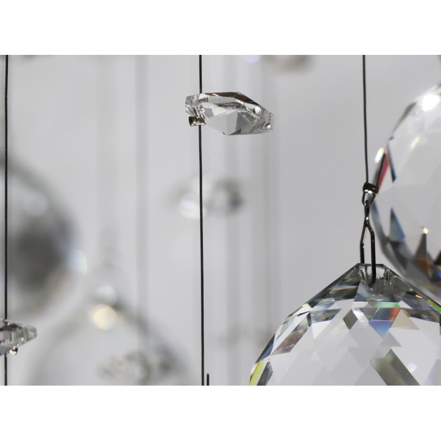 LED kristāla griestu lampa NAURU LED/24W/230V Ø 40 cm spīdīga hroma apdare + tālvadības pults