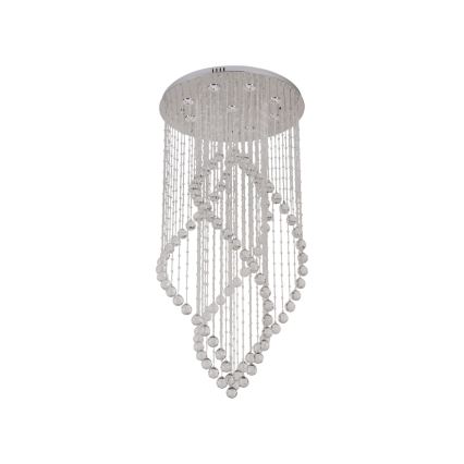 LED griestu gaismeklis ar kristāliem NAURU LED/30W/230V Ø 60 cm spīdīgs hroms + tālvadība