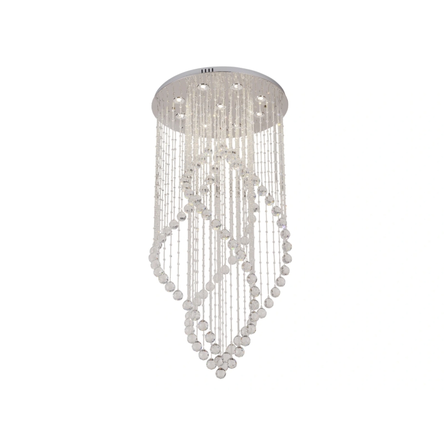 LED griestu gaismeklis ar kristāliem NAURU LED/30W/230V Ø 60 cm spīdīgs hroms + tālvadība