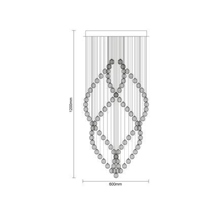 LED griestu gaismeklis ar kristāliem NAURU LED/30W/230V Ø 60 cm spīdīgs hroms + tālvadība