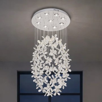 LED kristāla griestu lampa SAMOA LED/30W/230V Ø 40 cm spīdīgs hroms + tālvadības pults