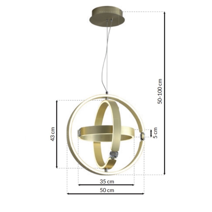LED Kristāla lustra uz auklas SIRIUS LED/80W/230V