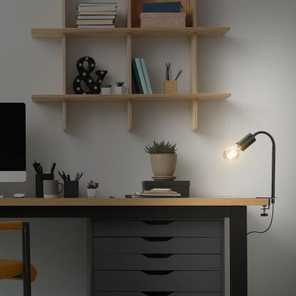 LED lampa ar skavu 1xE27/4,2W/230V 2700K melna