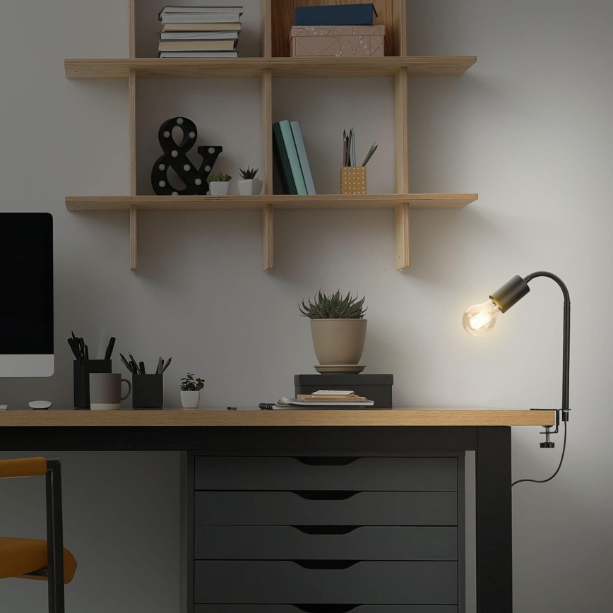 LED lampa ar skavu 1xE27/4,2W/230V 2700K melna