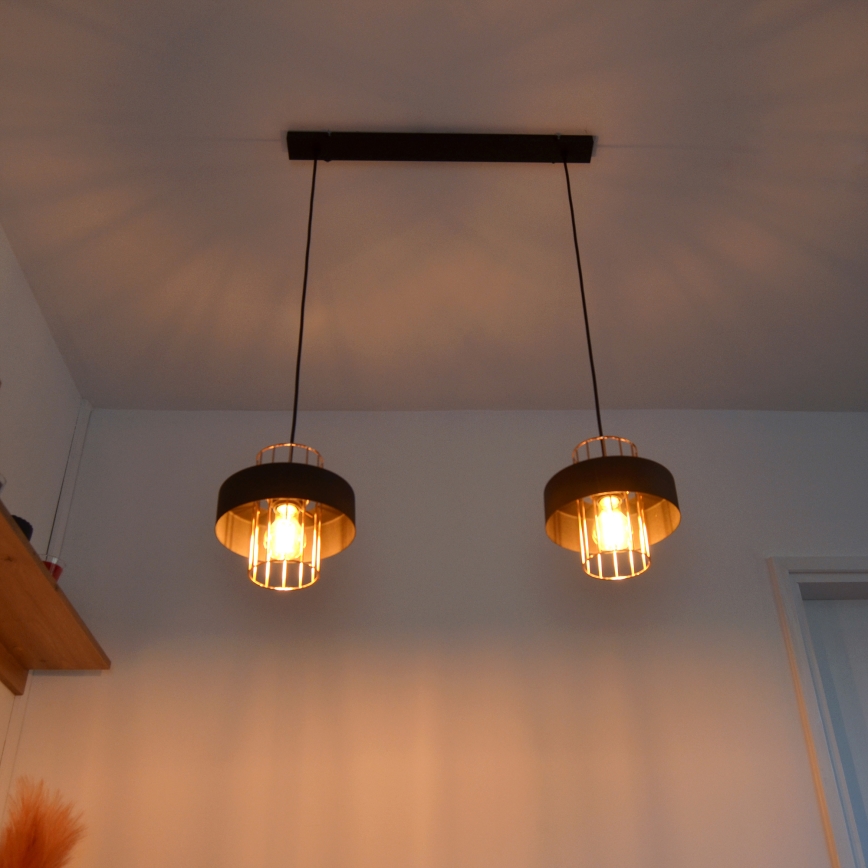 LED LED Lustra ar auklu VOLTA 2xE27/15W/230V melna/zelta