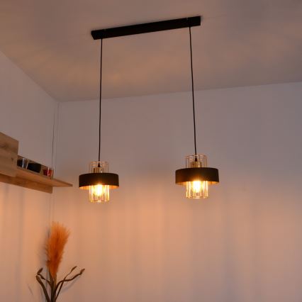LED LED Lustra ar auklu VOLTA 2xE27/15W/230V melna/zelta