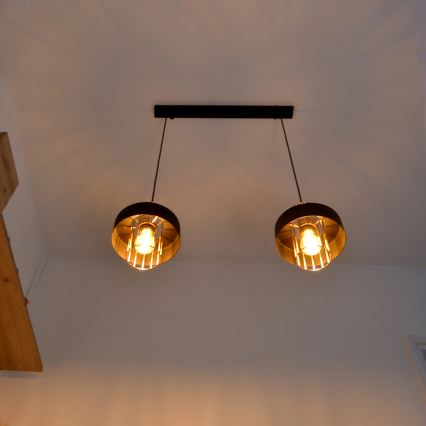 LED LED Lustra ar auklu VOLTA 2xE27/15W/230V melna/zelta