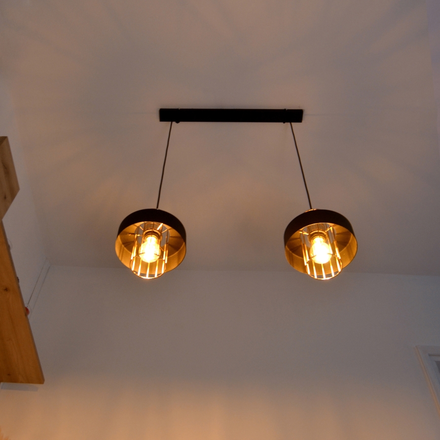 LED LED Lustra ar auklu VOLTA 2xE27/15W/230V melna/zelta