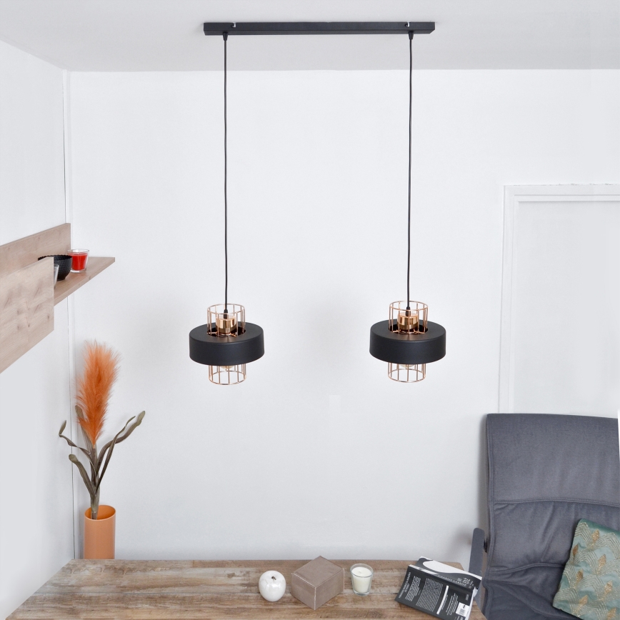 LED LED Lustra ar auklu VOLTA 2xE27/15W/230V melna/zelta