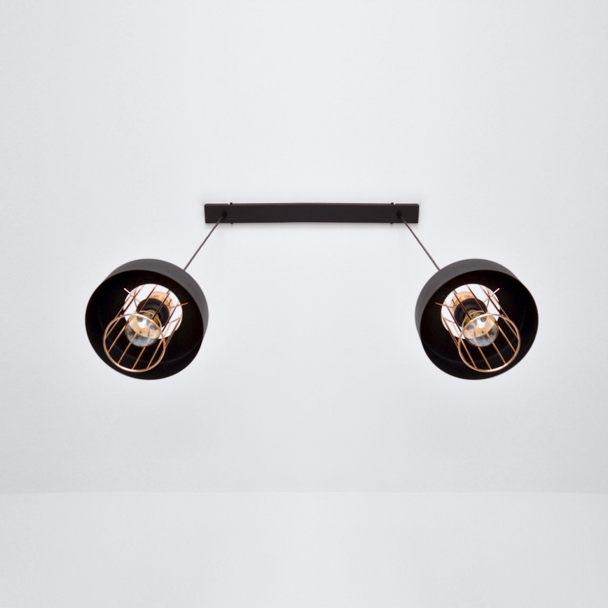 LED LED Lustra ar auklu VOLTA 2xE27/15W/230V melna/zelta