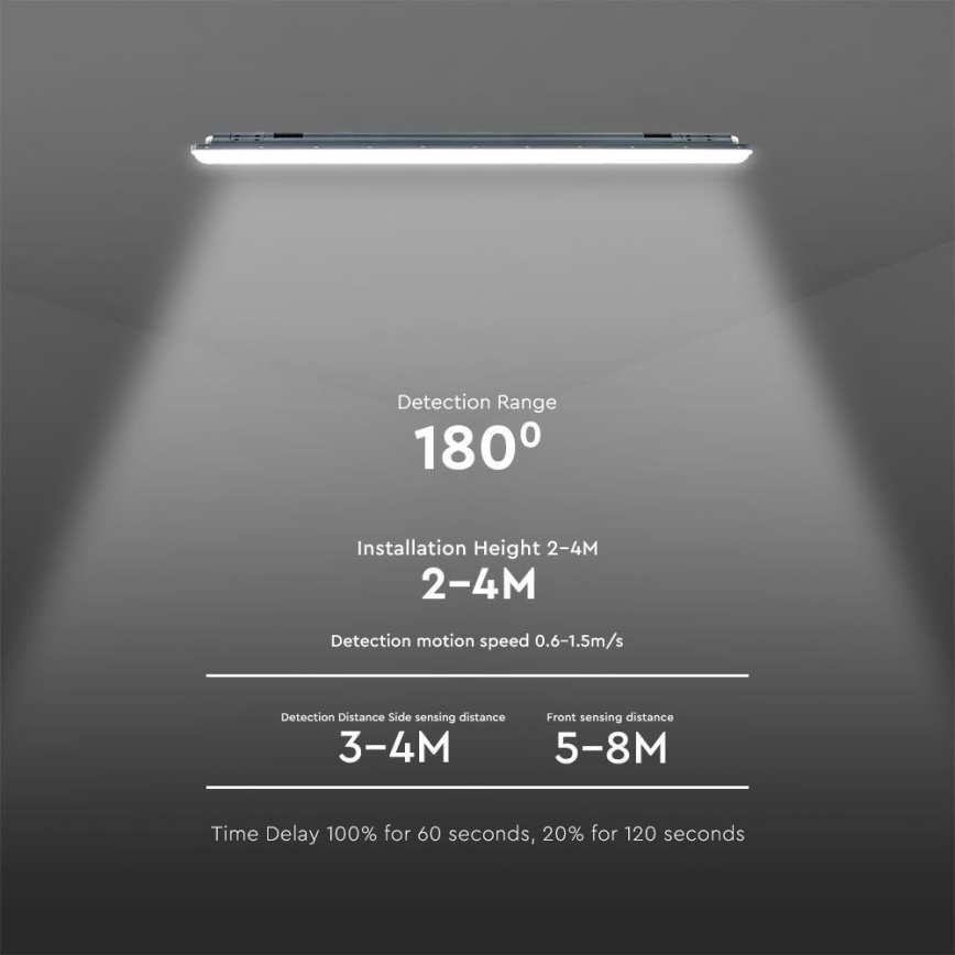 LED Lielas slodzes dienasgaismas lampa ar sensoru  X-SERIES LED/36W/230V 6500K 120 cm IP65