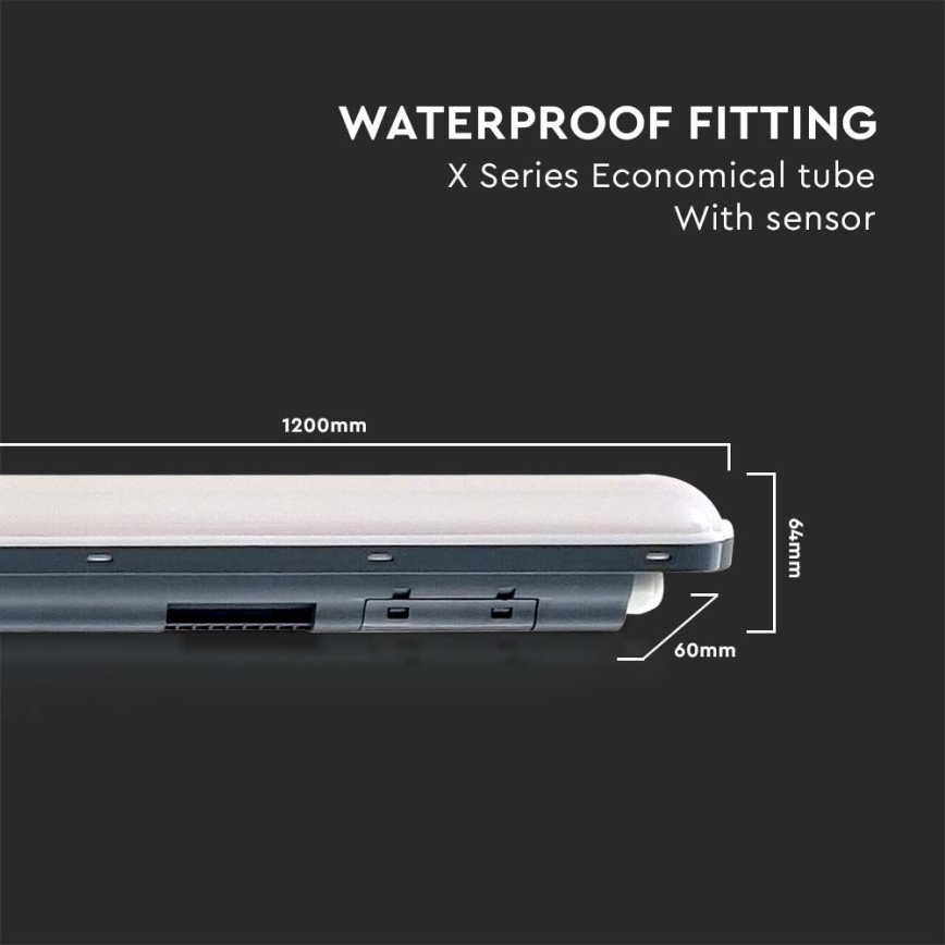 LED Lielas slodzes dienasgaismas lampa ar sensoru  X-SERIES LED/36W/230V 6500K 120 cm IP65