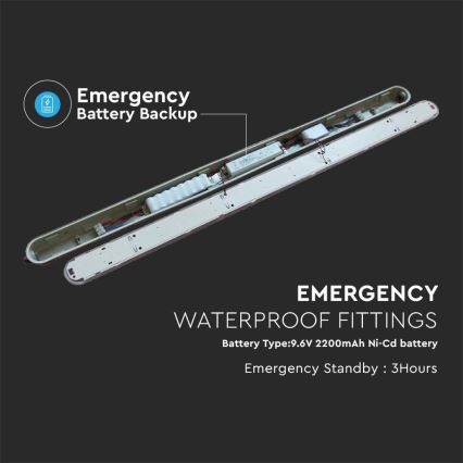 LED Lielas slodzes dienasgaismas lampa ar avārijas moduli EMERGENCY LED/48W/230V 6500K 150cm IP65