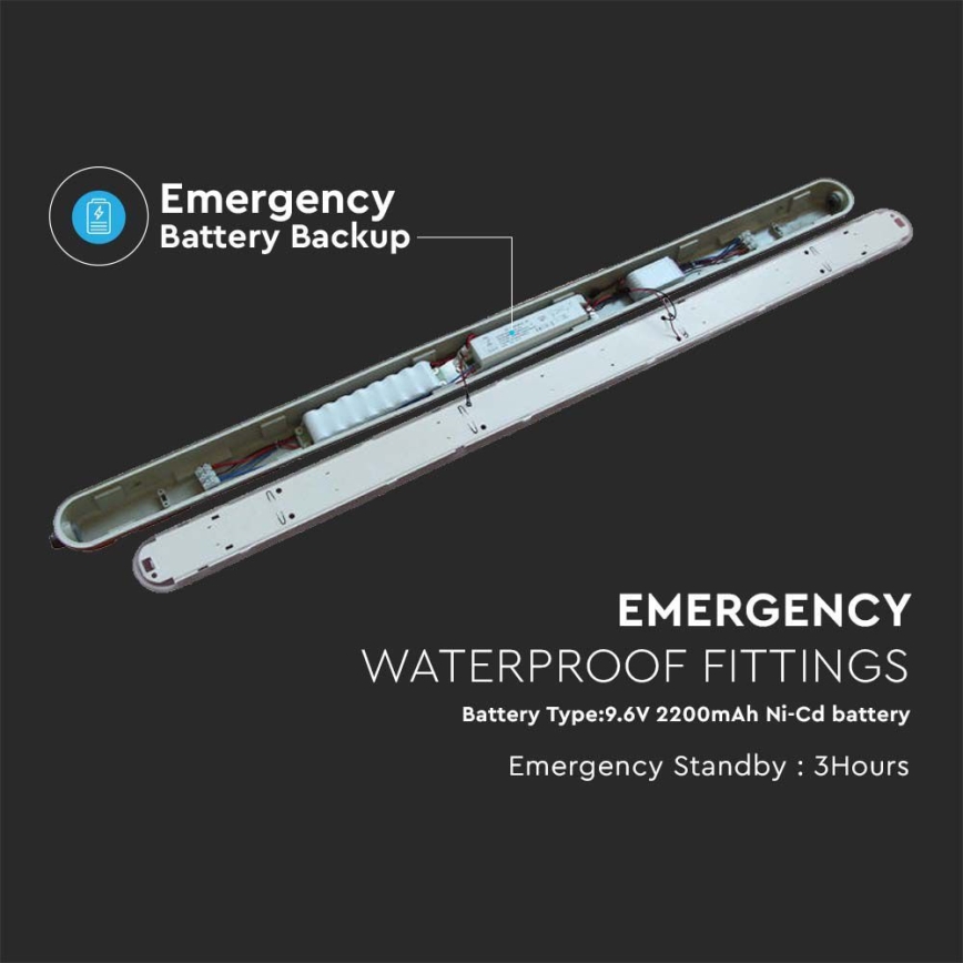 LED Lielas slodzes dienasgaismas lampa ar avārijas moduli EMERGENCY LED/48W/230V 6500K 150cm IP65
