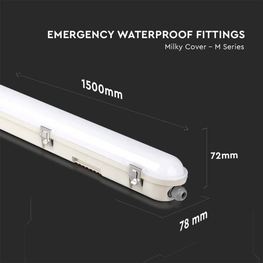 LED Lielas slodzes dienasgaismas lampa ar avārijas moduli EMERGENCY LED/48W/230V 6500K 150cm IP65