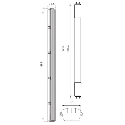 LED Lielas slodzes dienasgaismas lampa T8 2xG13/18W/230V 4000K IP65