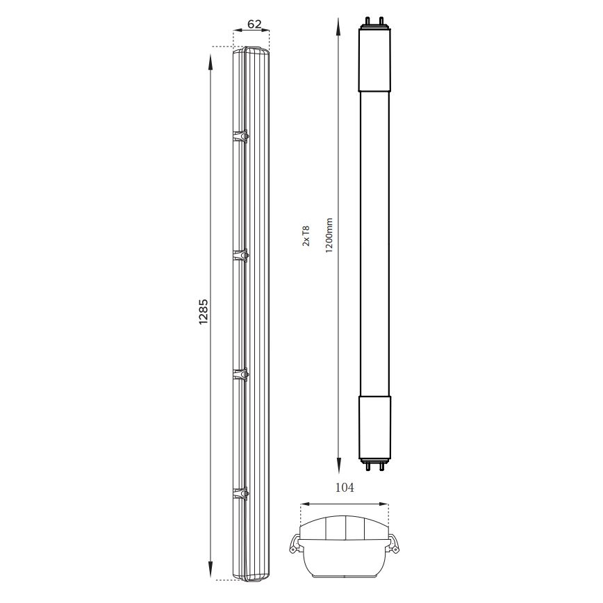 LED Lielas slodzes dienasgaismas lampa T8 2xG13/18W/230V 4000K IP65
