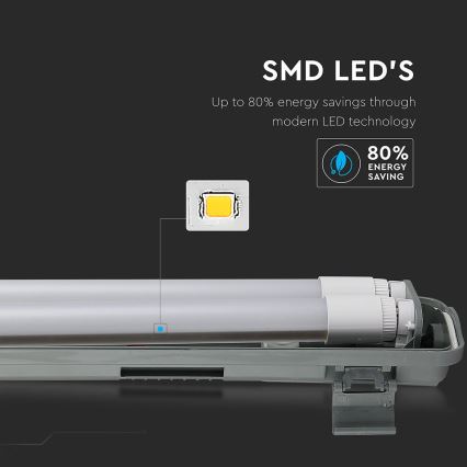 LED Lielas slodzes dienasgaismas lampa T8 2xG13/22W/230V IP65 6400K 156 cm