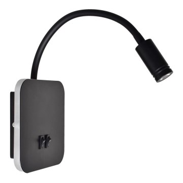 LED lokana sienas lampa BASE LED/8W+LED/2W/230V melna/sudraba