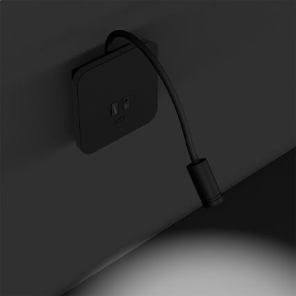 LED lokana sienas lampa BASE LED/8W+LED/2W/230V melna/sudraba